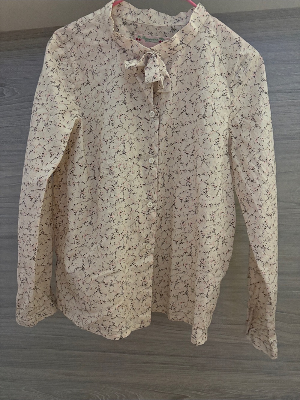 Bonpoint Cream Floral Blouse with Tie Detail 10Y